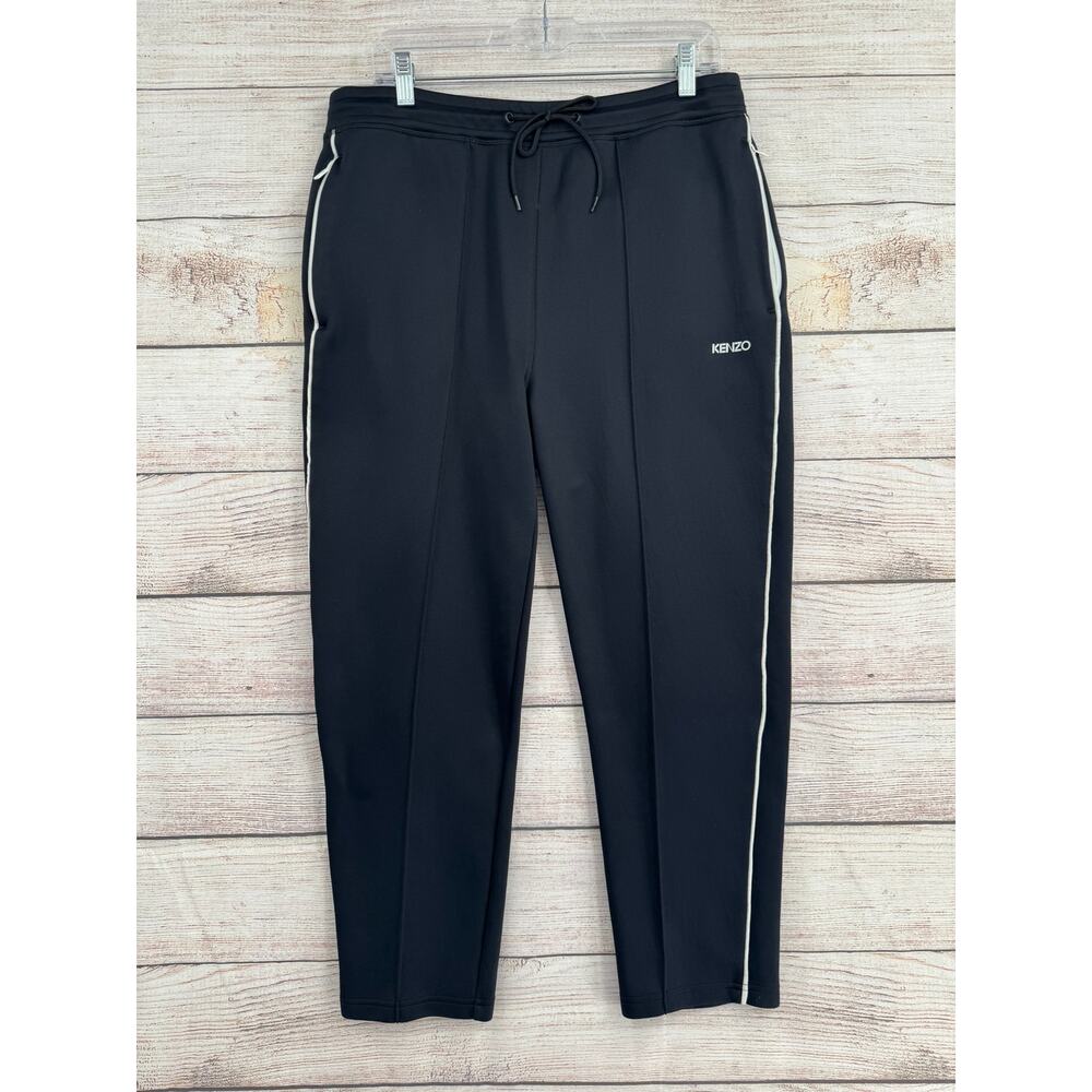 Kenzo Paris Striped Heavyweight Sweatpants Mens Medium Black White Zip‎ Pockets